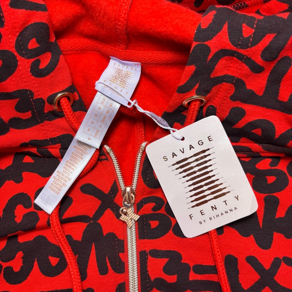Savage X Fenty By RIHANNA HOODED ONESIE
Red Black Graphic Jumpsuit  Size 22-24 - Picture 9 of 13